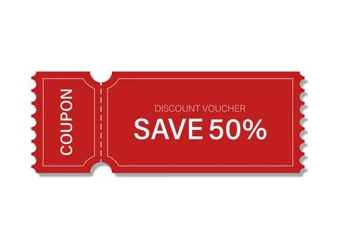 Gift voucher icon in flat style. 50% discount vector illustration on isolat.. Stock Illustration