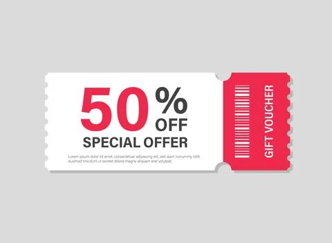Gift voucher icon in flat style. 50% discount vector illustration on isolat.. Stock Illustration