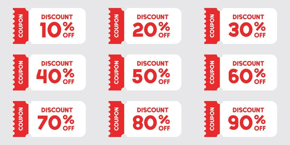 Gift voucher icon set in flat style. Discount vector illustration on isolat.. Stockillustratie