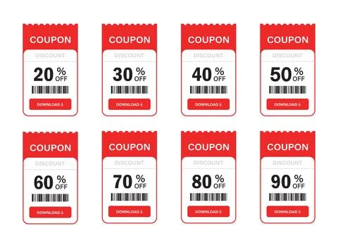 Gift voucher icon set in flat style. Discount vector illustration on isolat.. Stockillustratie