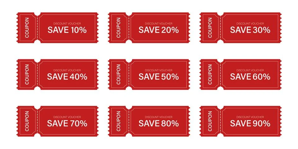 Gift voucher icon set in flat style. Discount vector illustration on isolat.. Illustrazione stock