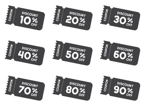 Gift voucher icon set in flat style. Discount vector illustration on isolat.. Illustrazione stock