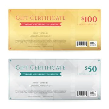 Gift voucher or gift certificate template in luxury gold and silver theme Stock Illustration