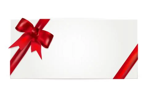 Gift voucher with red bow Stock Illustration