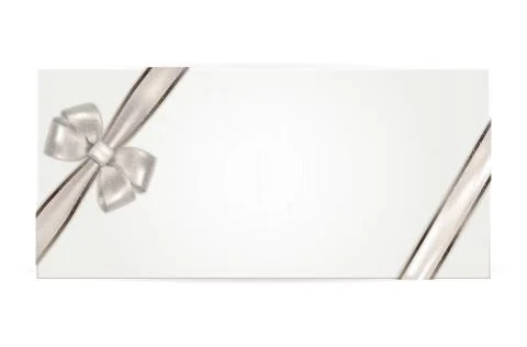 Gift voucher with silver bow Stock Illustration