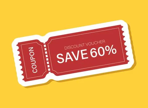 Gift voucher sticker icon in flat style. 60% discount vector illustration o.. Stock Illustration