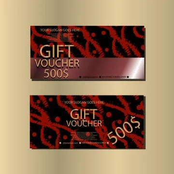 Gift Voucher Template With Abstract Texture  For your Designt. Stock Illustration