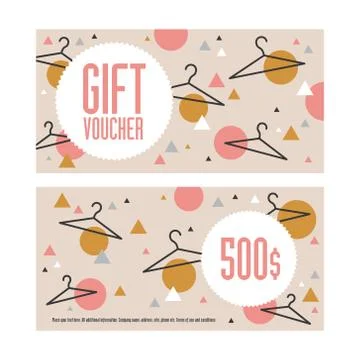 Gift voucher template. Both sides. Envelope size Stock Illustration