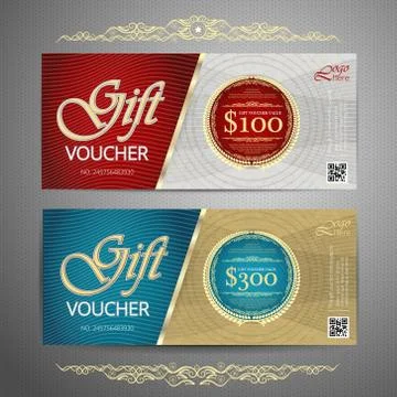 Gift voucher template with colorful pattern,cute gift voucher certificate coupon Illustrazione stock