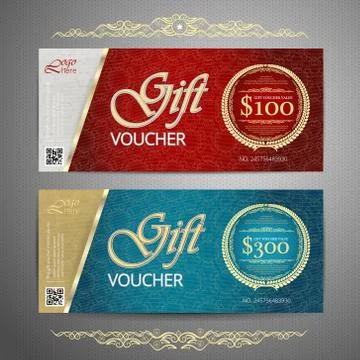 Gift voucher template with colorful pattern,cute gift voucher certificate coupon Stock Illustration