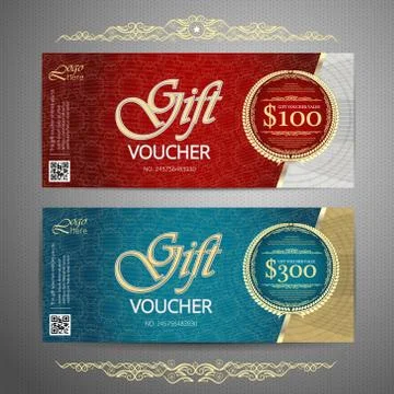 Gift voucher template with colorful pattern,cute gift voucher certificate coupon Stock Illustration