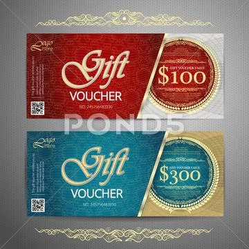Gift Voucher Template With Colorful Pattern,cute Gift Voucher Certificate Coupon
