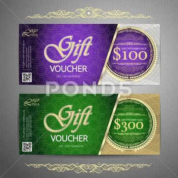 Gift Voucher Template With Colorful Pattern,cute Gift Voucher Certificate Coupon