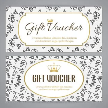 Gift voucher template with doodle pattern Illustrazione stock
