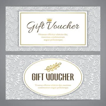 Gift voucher template with embossed pattern Stockillustratie