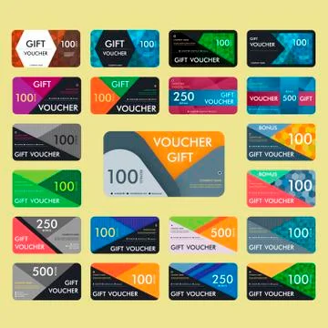 Gift voucher template with modern pattern design. Vector illustration Stock Illustration