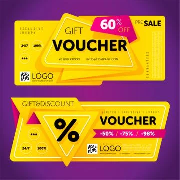 Gift voucher template with modern pattern. Stock Illustration