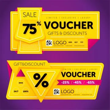 Gift voucher template with modern pattern. Illustrazione stock