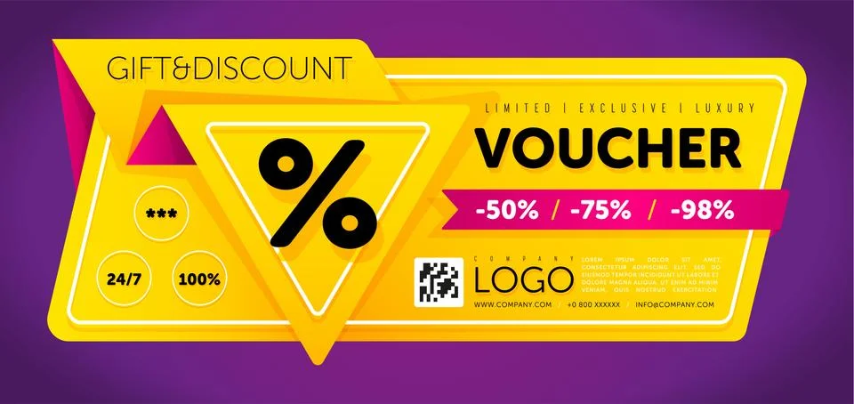 Gift voucher template with modern pattern. Stock Illustration