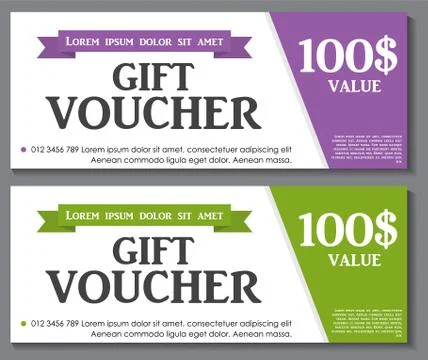 Gift Voucher Template with Sample Text Vector Illustration Stock Illustration