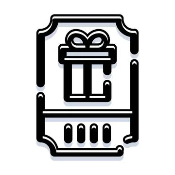 Gift voucher ticket with present box icon Stock Illustration