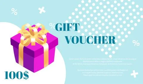 Gift voucher. Vector template for gift card or discount offer. Stock Illustration