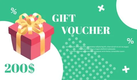 Gift voucher. Vector template for gift card or discount offer. Stock Illustration