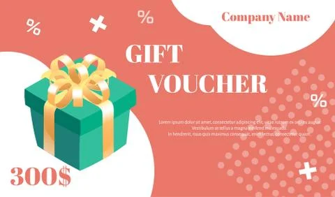 Gift voucher. Vector template for gift card or discount offer. Stock Illustration