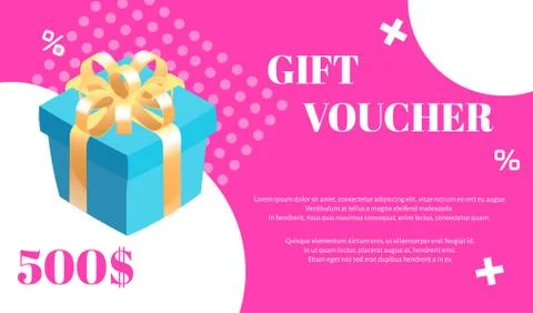 Gift voucher. Vector template for gift card or discount offer. Stock Illustration