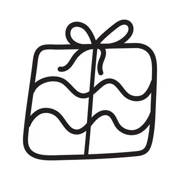 Gift with wavy lines in style of doodle Stock Illustration