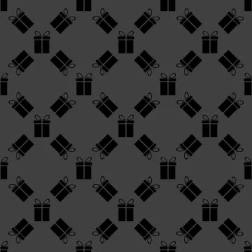 Gift web icon. flat design. Seamless gray pattern. 스톡 일러스트