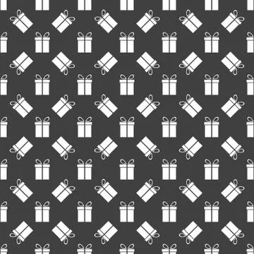 Gift web icon. flat design. Seamless gray pattern. 스톡 일러스트
