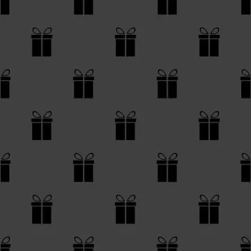 Gift web icon. flat design. Seamless gray pattern. Illustrazione stock