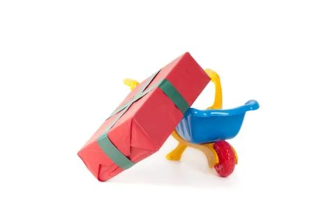 Gift in a wheelbarrow Stock Photos