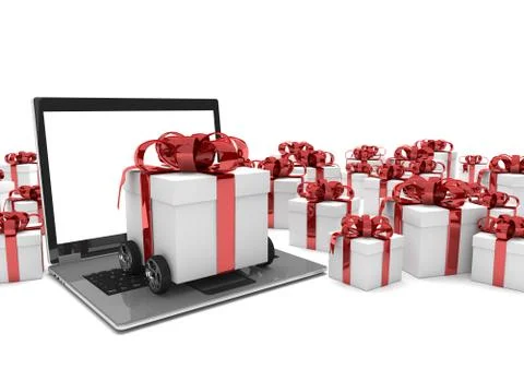 Gift On Wheels Notebook Gift Cartons Stock Illustration