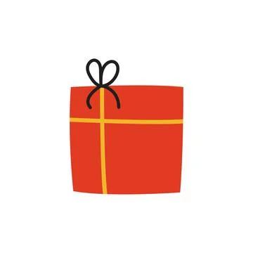 Gift on white background, vector illustration isolated. Simple style Stock Illustration
