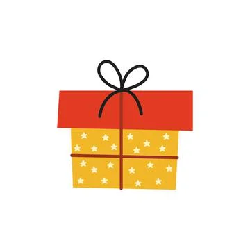Gift on white background, vector illustration isolated. Simple style Stock Illustration