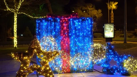 Gift wrap and star figured led lights 4K-1 Stock Footage 100303265