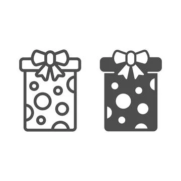 Gift wrapping with bow line and solid icon, Happy Easter concept, Easter giftbox Stock Illustration