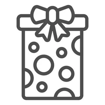 Gift wrapping with bow line icon, Happy Easter concept, Easter giftbox sign on Stock Illustration
