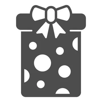 Gift wrapping with bow solid icon, Happy Easter concept, Easter giftbox sign on Stock Illustration