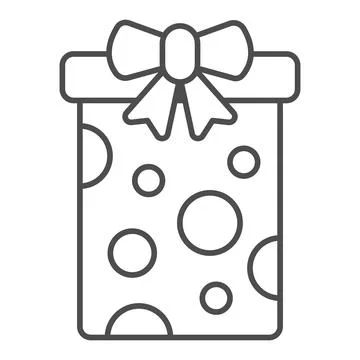 Gift wrapping with bow thin line icon, Happy Easter concept, Easter giftbox sign Stock Illustration