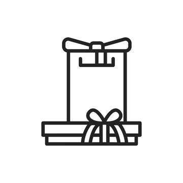 Gift wrapping line icon. Isolated vector element. Stock Illustration