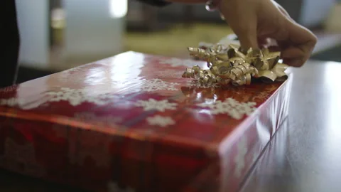 Gift wrapping present. Stock Footage 130673230