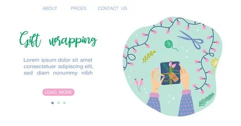 Gift wrapping process Stock Illustration