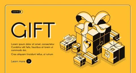 Gift wrapping service isometric vector website Stock Illustration