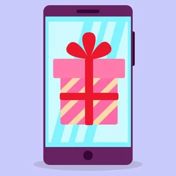 A gift in your phone. Notification of winning a gift. Stock Illustration