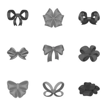 Giftbows, node, ornamentals, and other web icon in monochrome style.Bow, ribbon Stockillustratie