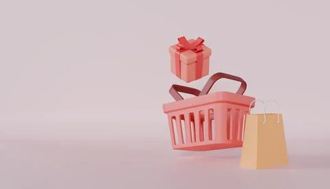 Giftbox and shopping bag, Quick and easy search and purchase of products Stock Illustration