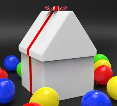 Giftbox house means gift-box celebrate and residential Stock Illustration